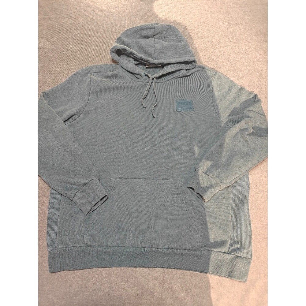 Puma Men’s XL Gray Pullover Hoodie Colorblock Waffle Knit Pocket Sweatshirt